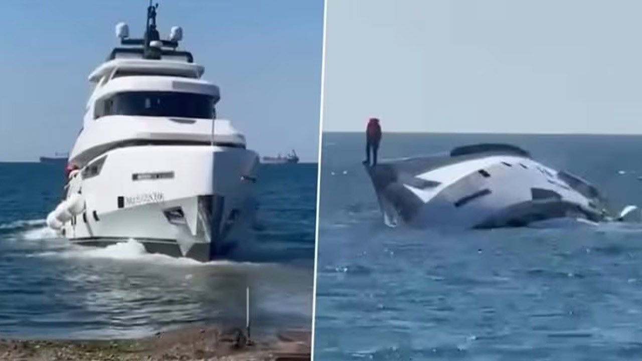 Zonguldak'ta denize indirilen lüks yat 15 dakika s…