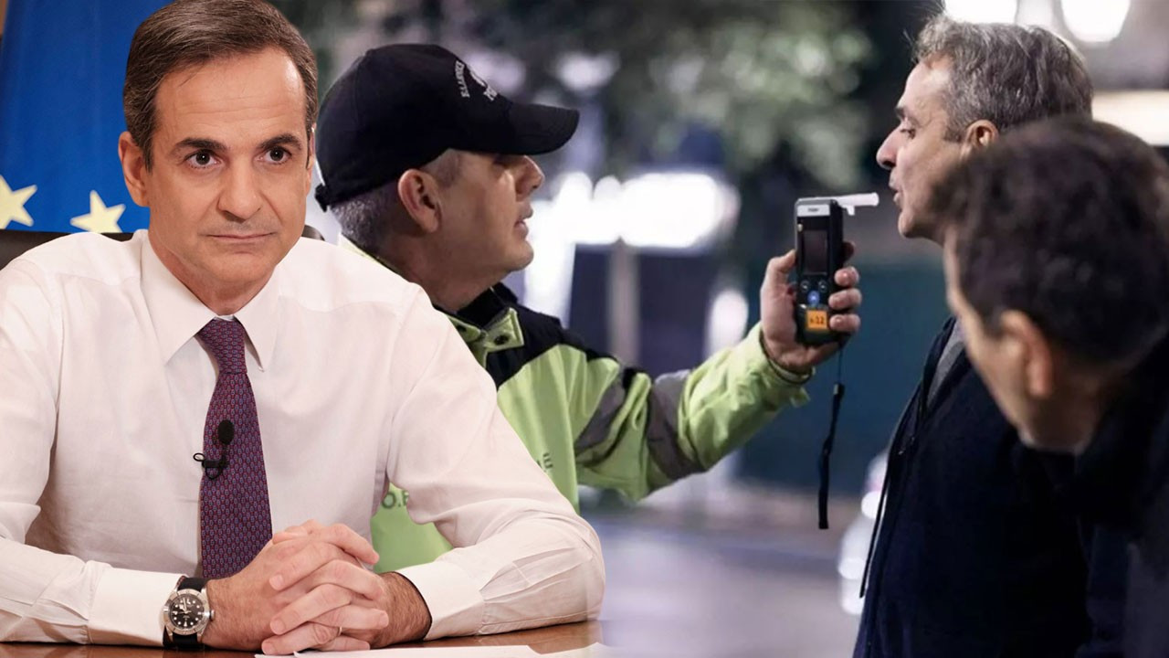 Yunanistan Başbakanı Miçotakis polis kontrolüne takıldı! Alkolmetreye üfledi