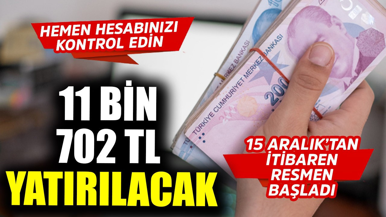 15 Aralık'tan itibaren resmen başladı! 11 bin 702  TL yatırılacak! Hemen hesabınızı kontrol edin