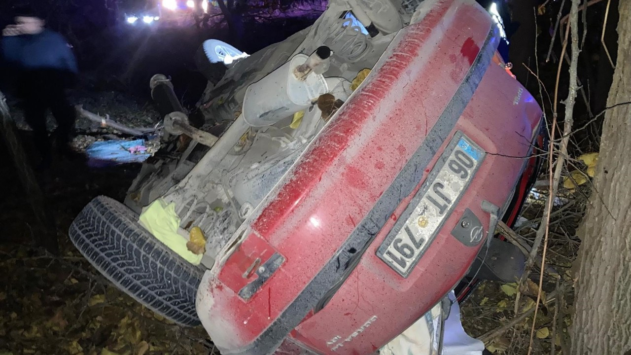 Kontrolden çıkan otomobil kayısı bahçesine uçtu