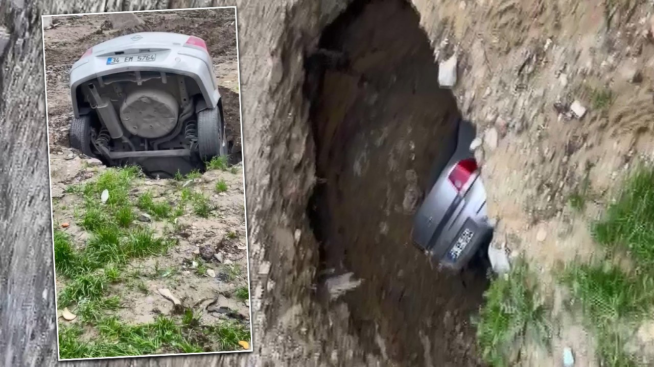 Esenyurt’ta akıl almaz anlar! Otomobil yerin dibine girdi! Sahibinden şoke eden sözler...