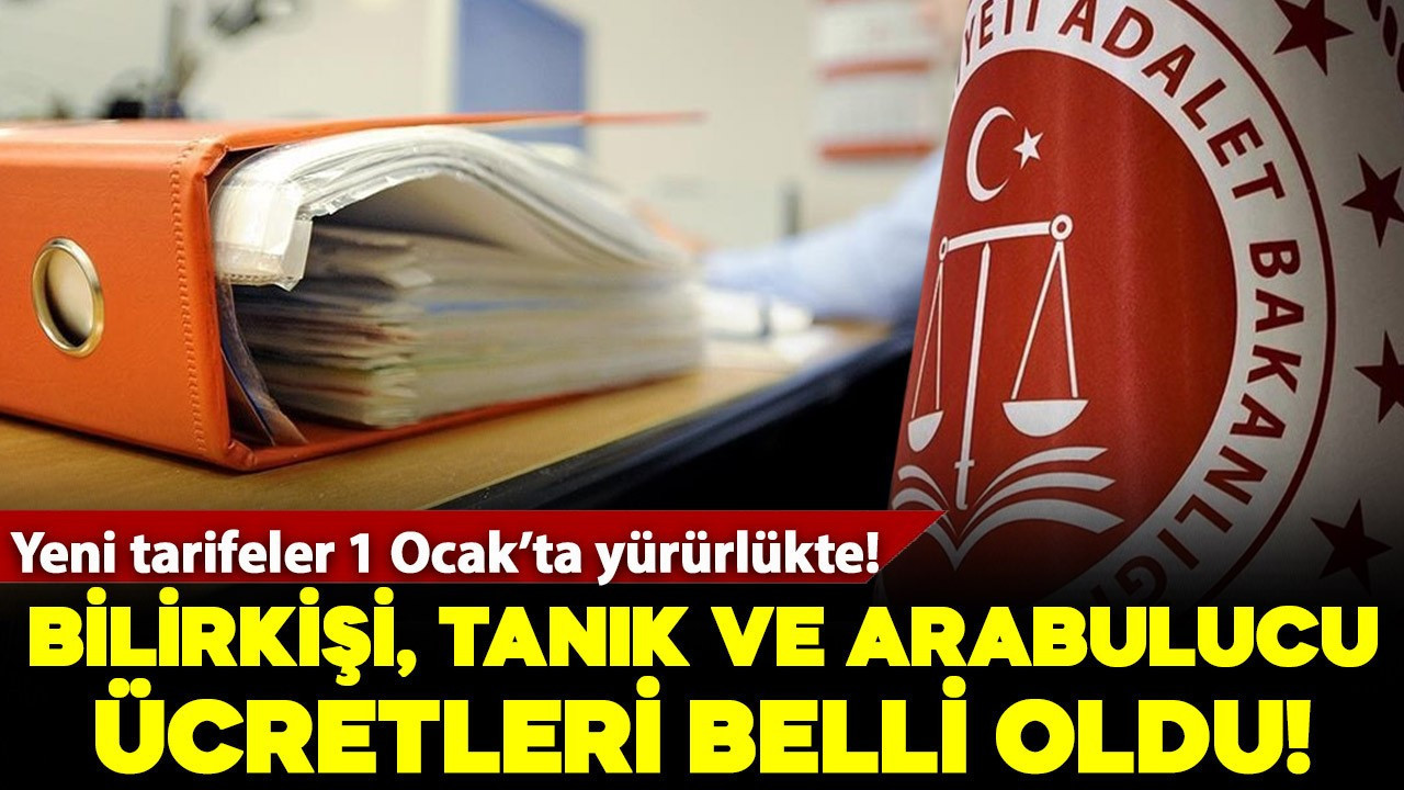 Bilirkişi, tanık ve arabulucu ücretleri belli oldu: Yeni tarifeler 1 Ocak’ta yürürlükte!