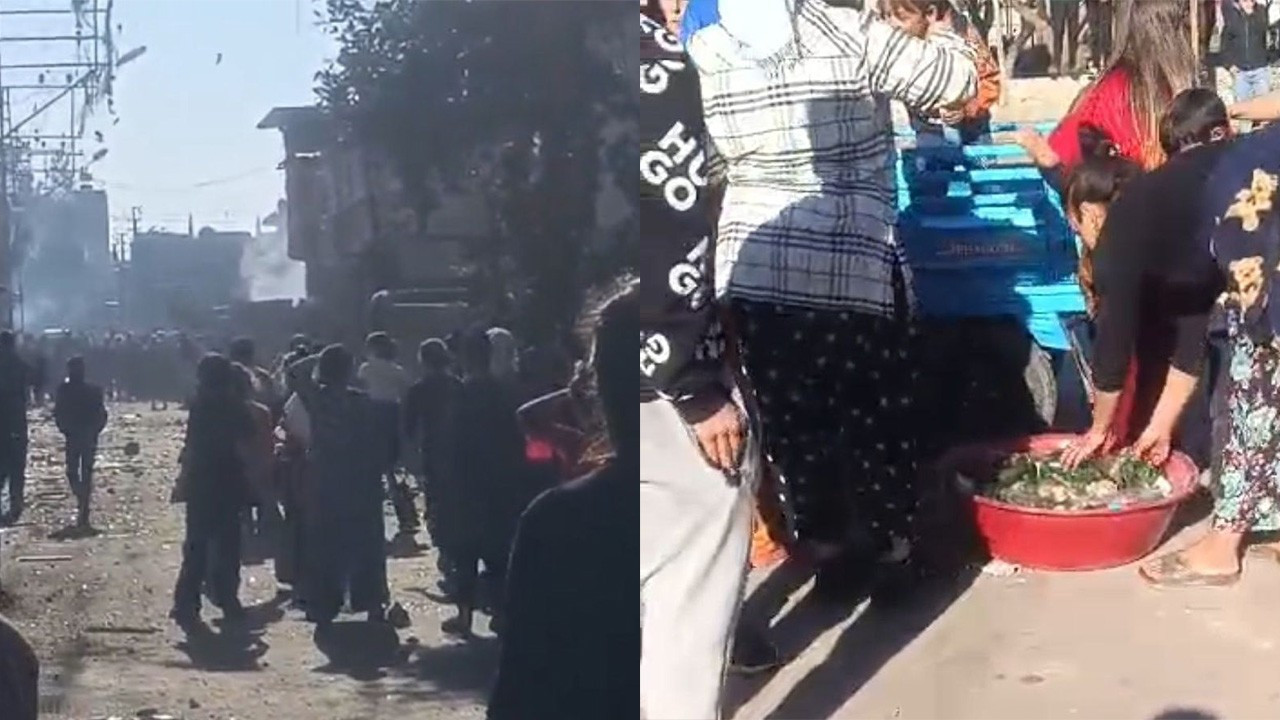 Komşular arasında ilginç kavga! O anlar kamerada