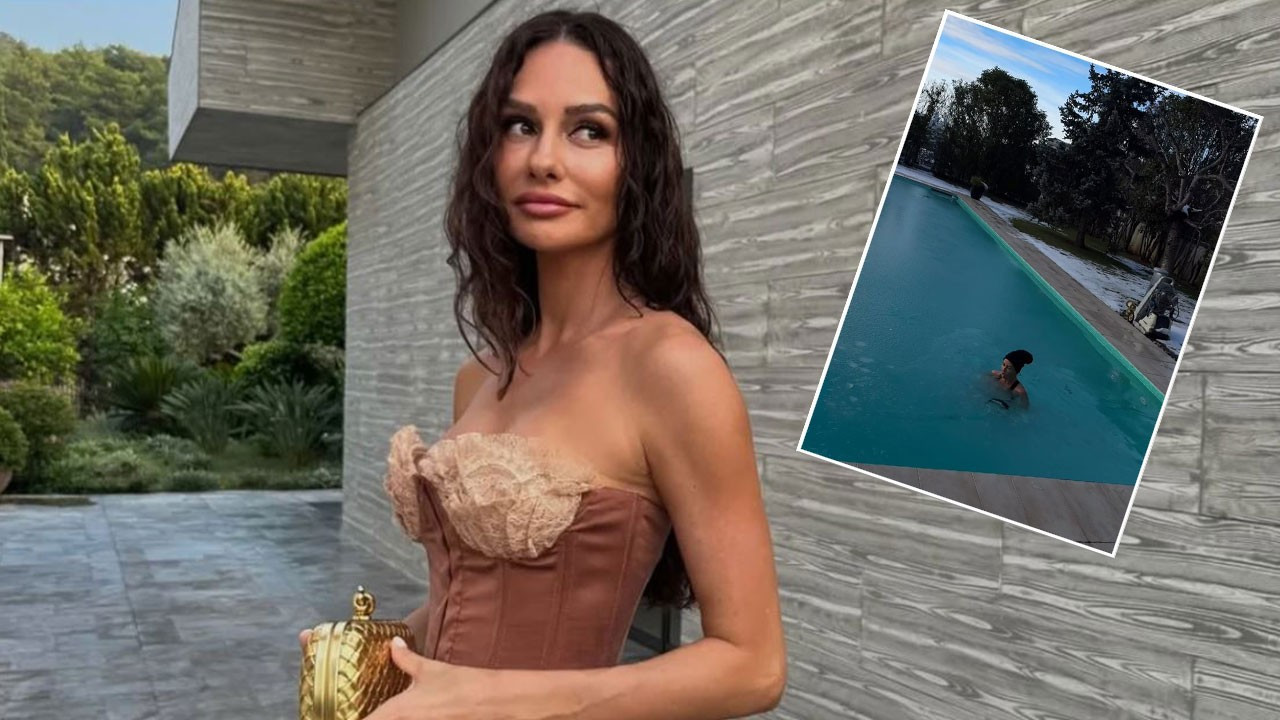 Yasemin Ergene ocak ayında buz tutan havuzda yüzdü! Soğuk havaya meydan okudu