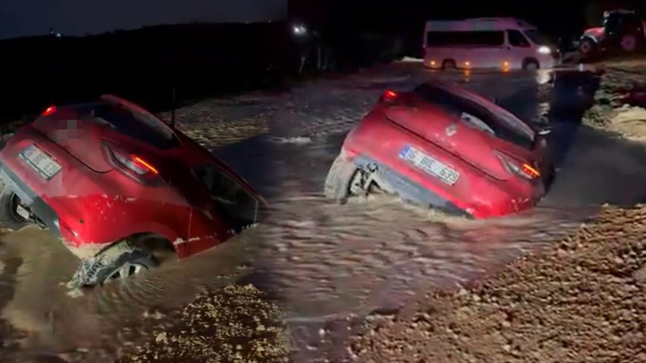 Bursa’da akılalmaz olay! Otomobil bataklığa gömüldü: Sürücü son anda kurtuldu