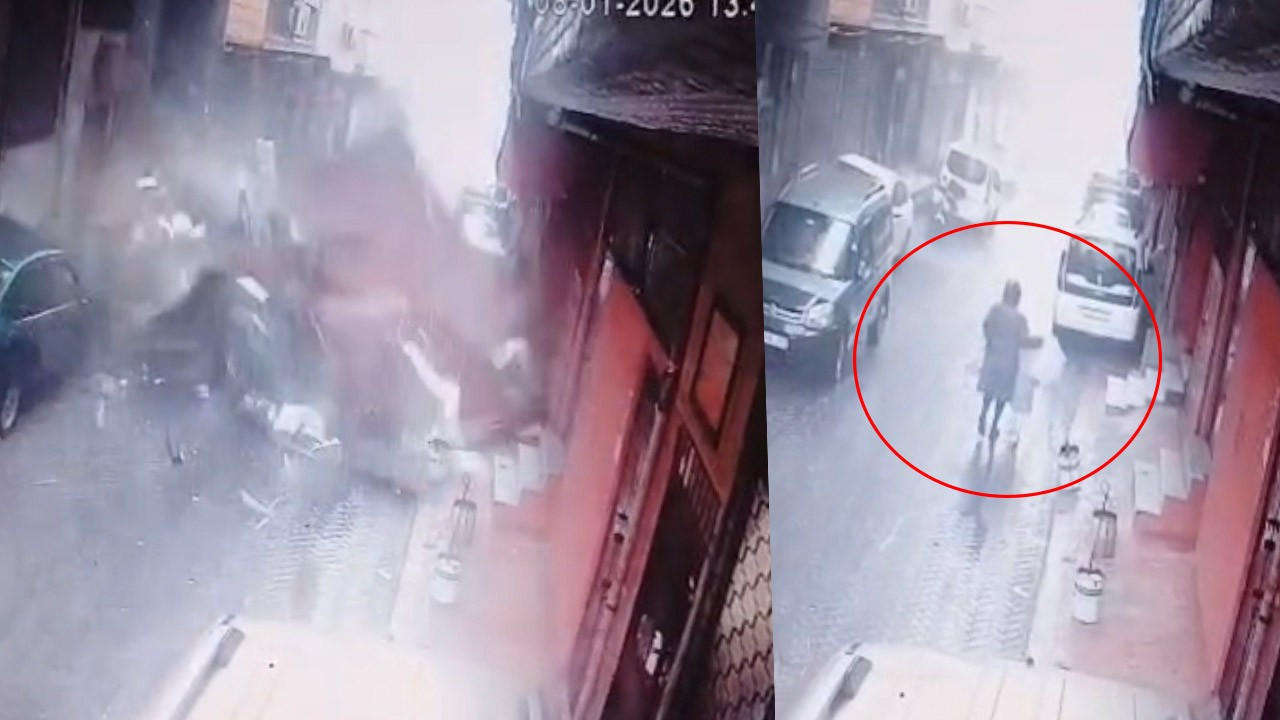 Beyoğlu'nda lodos dehşeti! Çatının altında kalmaktan saniyelerle kurtuldular: O anlar kamerada