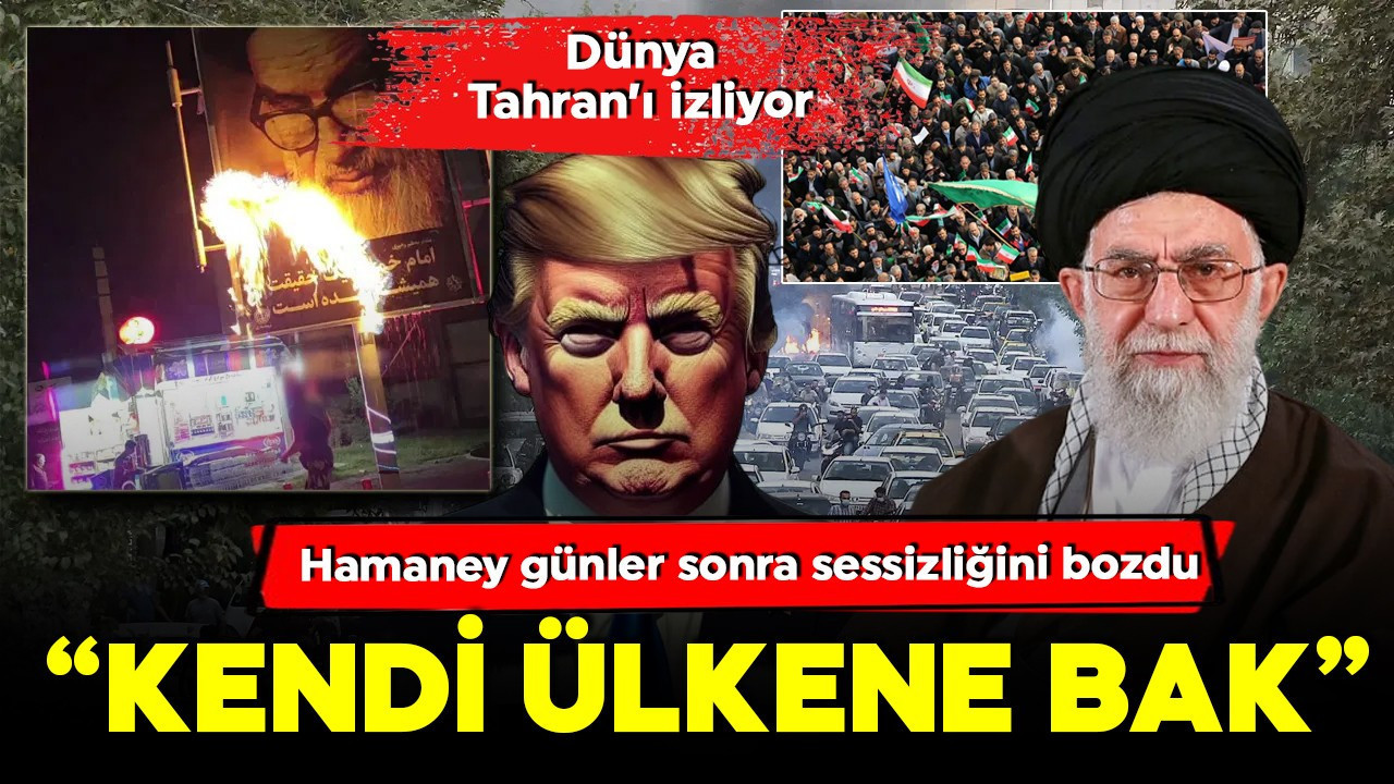 İran alev alev! Dünya Tahran'ı izliyor! Hamaney günler sonrası ilk kez konuştu: Trump, kendi ülkene bak!