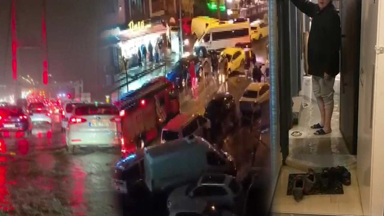 Uyarılar peş peşe gelmişti! İstanbul'da sağanak yağış başladı! Ev ve iş yerlerini su bastı... Bayrampaşa’da yol çöktü