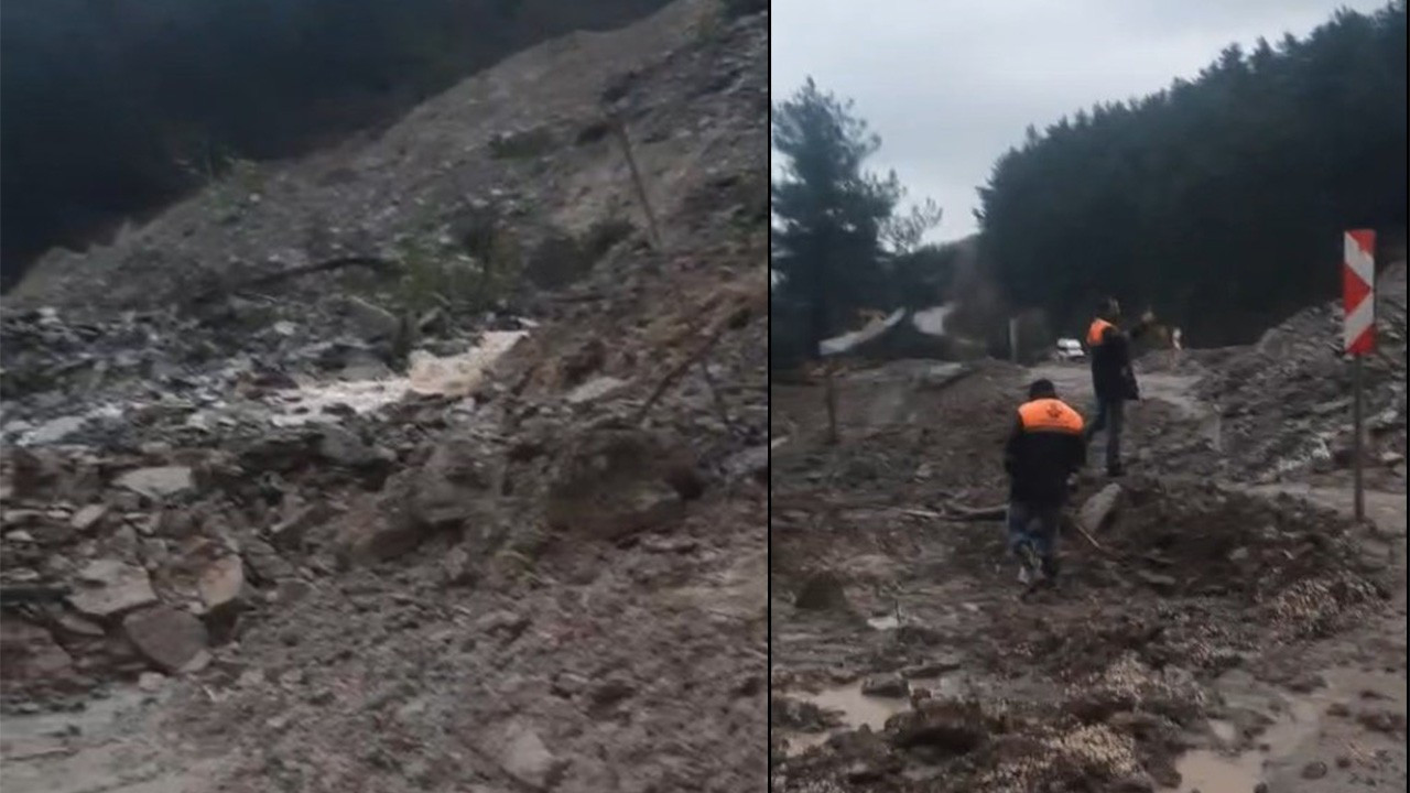 İnebolu-Doğanyurt-Cide karayolu'nda heyelan