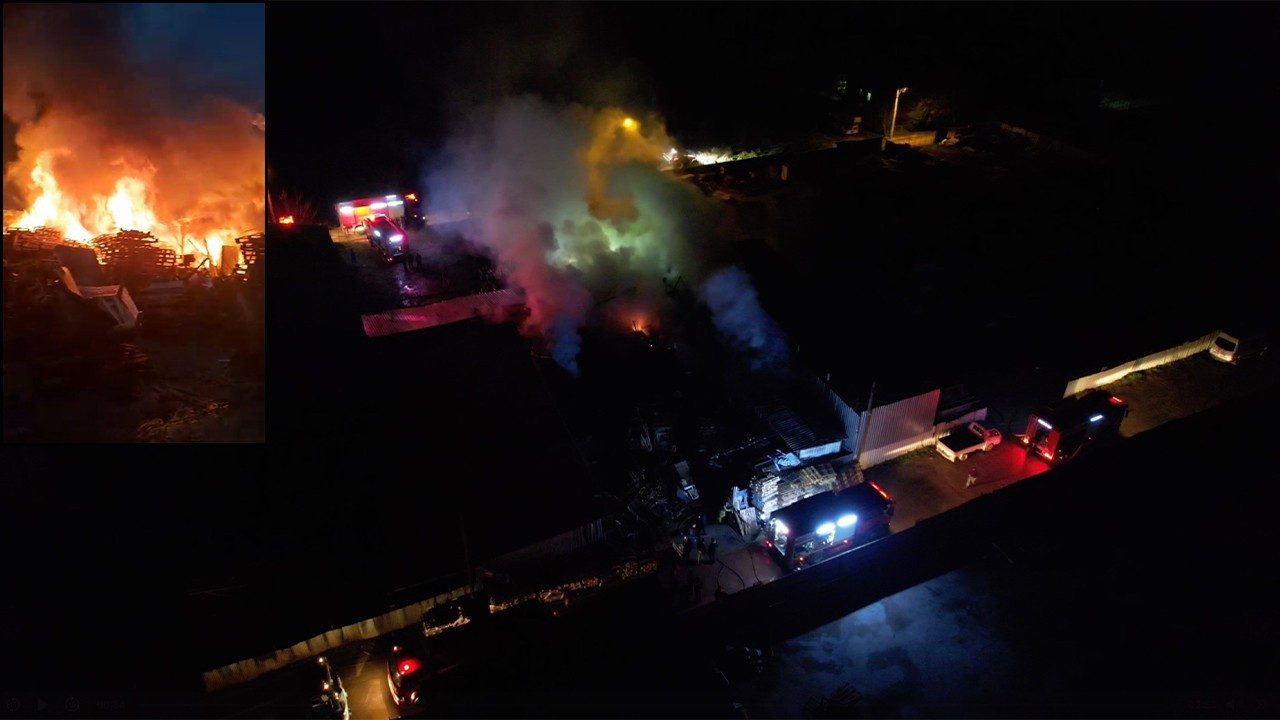 Palet fabrikasında yangın!