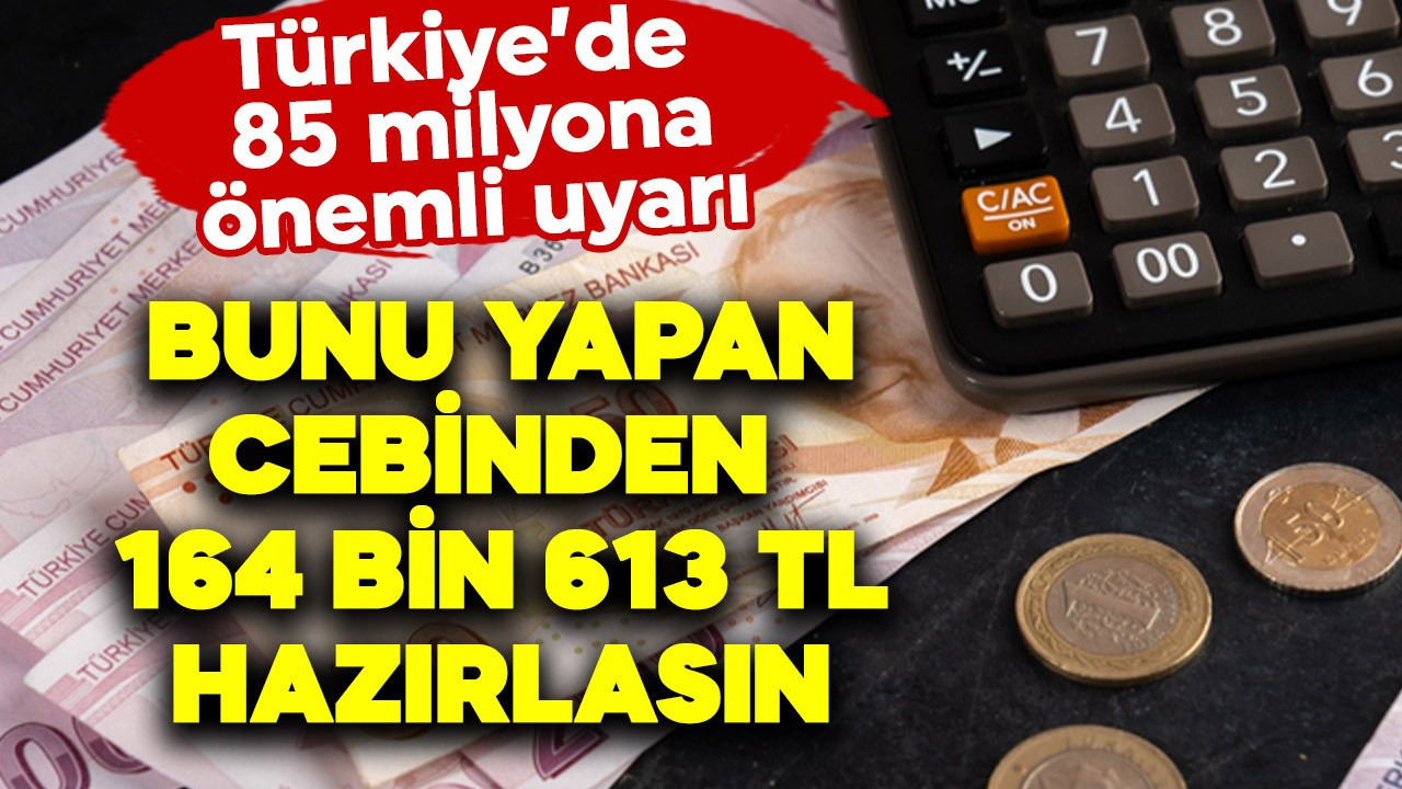 Türkiye'de 85 milyona önemli uyarı! Bunu yapan cebinden 164 bin 613 TL hazırlasın