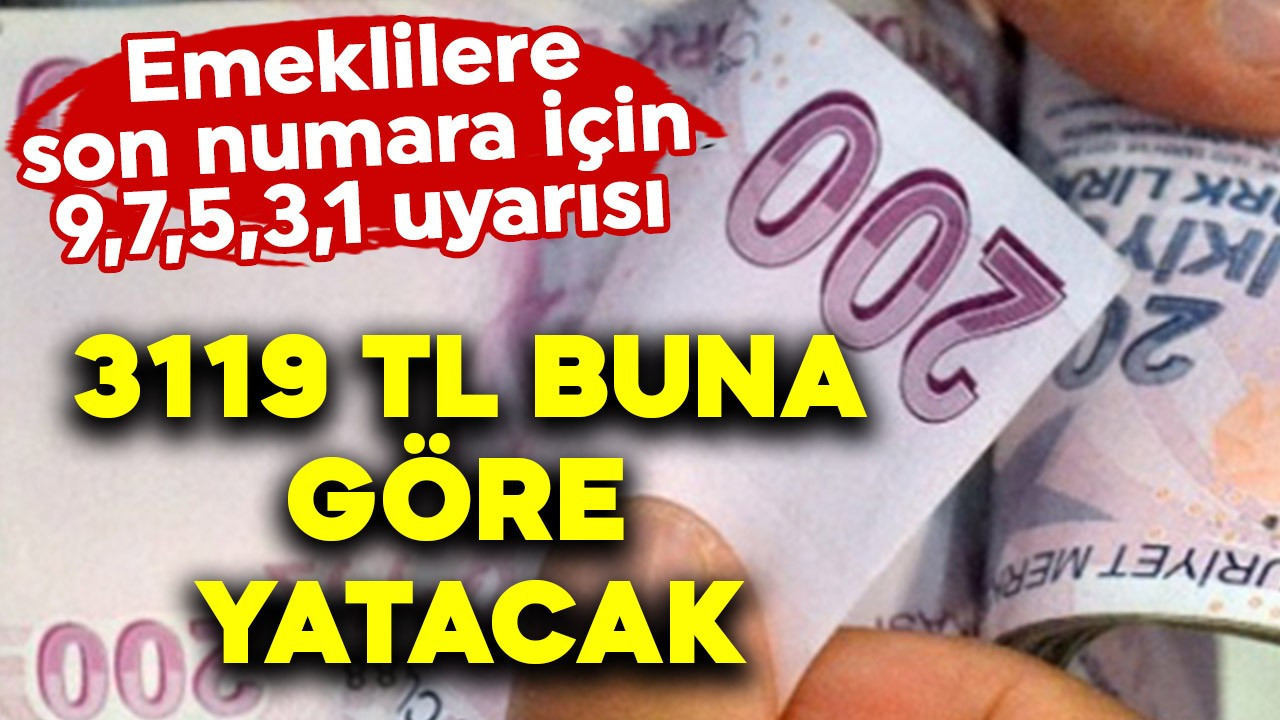 Emeklilere son numara için 9,7,5,3,1 uyarısı! 3119 TL buna göre yatacak