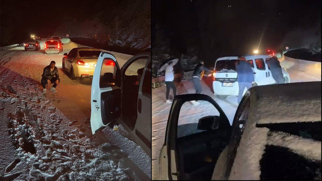 O ilde tatile kar engeli! Onlarca araç mahsur kaldı