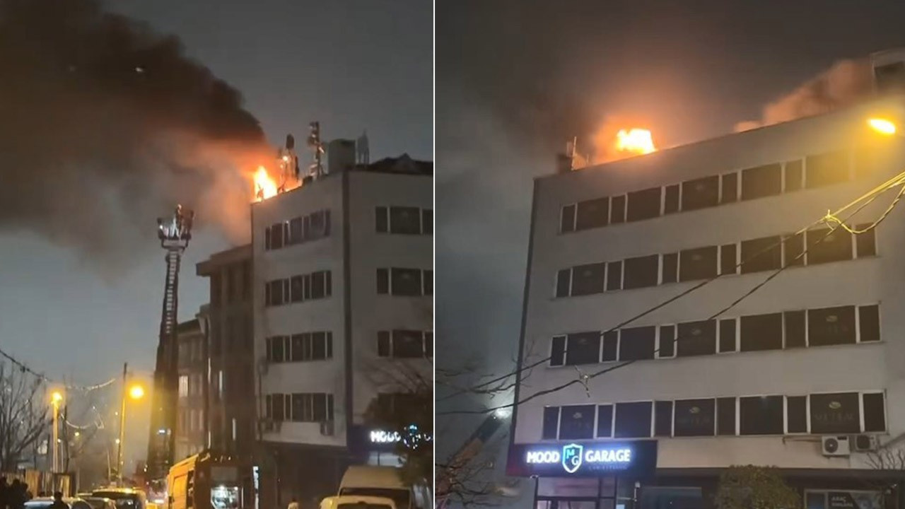Kağıthane'de korku dolu anlar! 4 katlı binanın çatısı alev alev yandı
