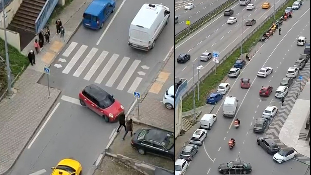 Aracını yayaların üzerine sürdü! O anlar kamerada