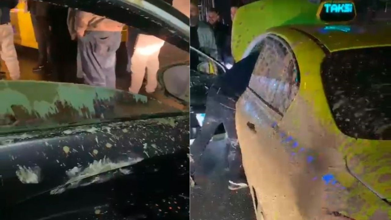 İstanbul'da taksiciyi çamura sokup darp ettiler!