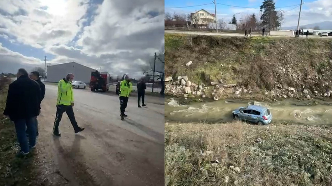 Bolu'da kontrolden çıkan otomobil, dereye uçtu: 3 yaralı