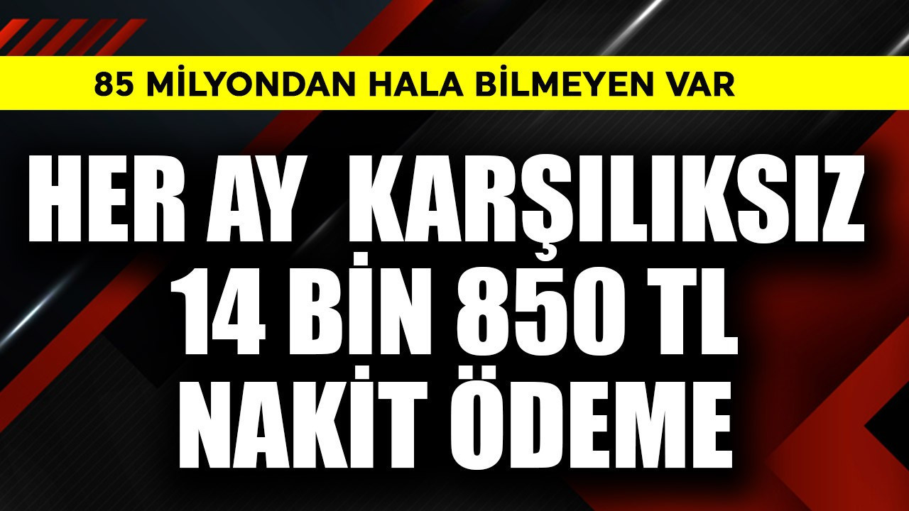 85 milyondan hala bilmeyenler var! Her ay karşılıksız 14.850 TL nakit ödeme yapılıyor