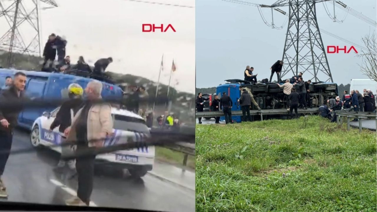 Cezaevi aracı devrildi: Yaralılar var