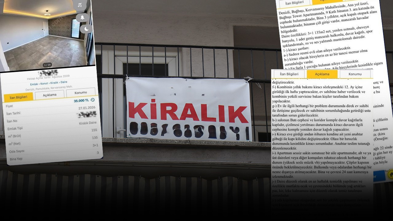 Denizli'deki ilan pes dedirtti! Kiralık ev değil, kural kitabı! 'Her 50 günde bir kontrol edilecek'