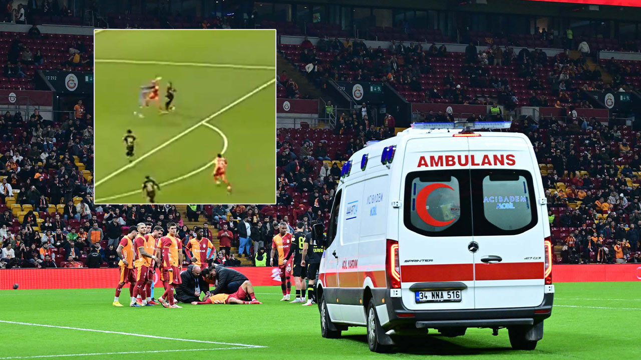 Galatasaray- İstanbulspor maçında korku dolu anlar! İki futbolcu çarpıştı, sahaya ambulans girdi!