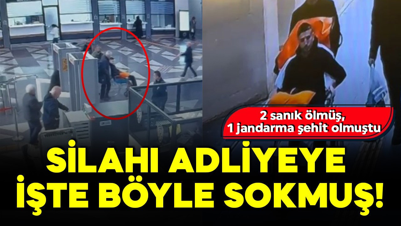 Bursa Adliyesi saldırısında şok görüntüler: Silahı tekerlekli sandalyeye böyle saklamış!