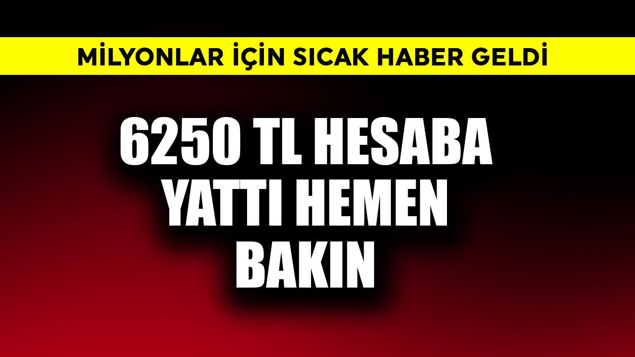 Milyonlar için sıcak haber! 6250 TL hesaba yattı bakın