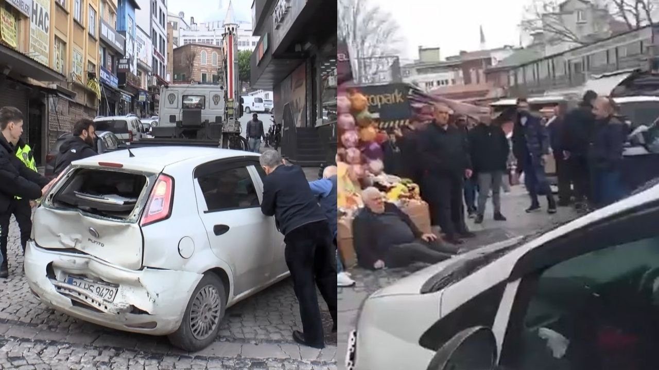 Fatih'te el freni boşalan araç faciayı yaşattı! Yaralılar var