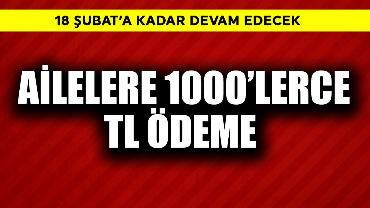 18 Şubat'a kadar devam! Ailelere 1000'lerce TL ödeme
