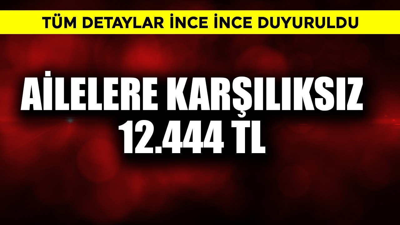 Ailelere karşılıksız 12.444 TL
