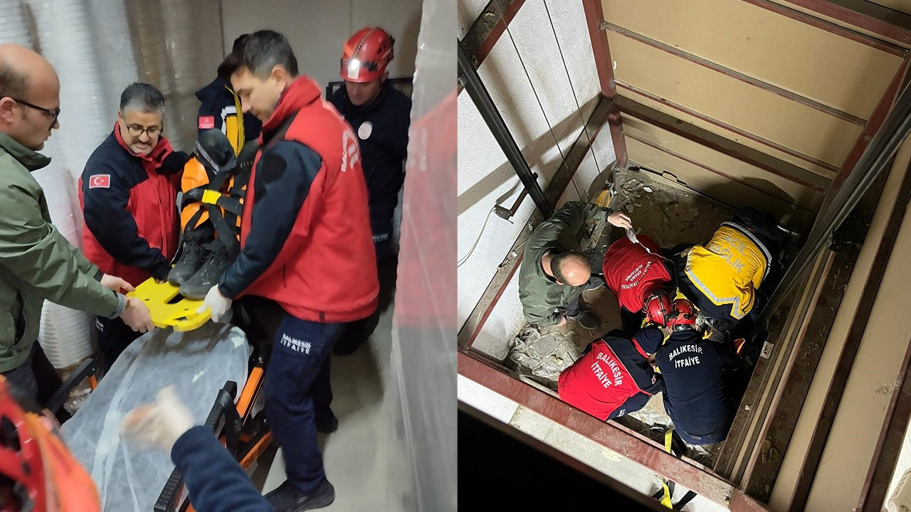 Balıkesir'de asansör boşluğuna düşen adam itfaiye ekiplerince kurtarıldı