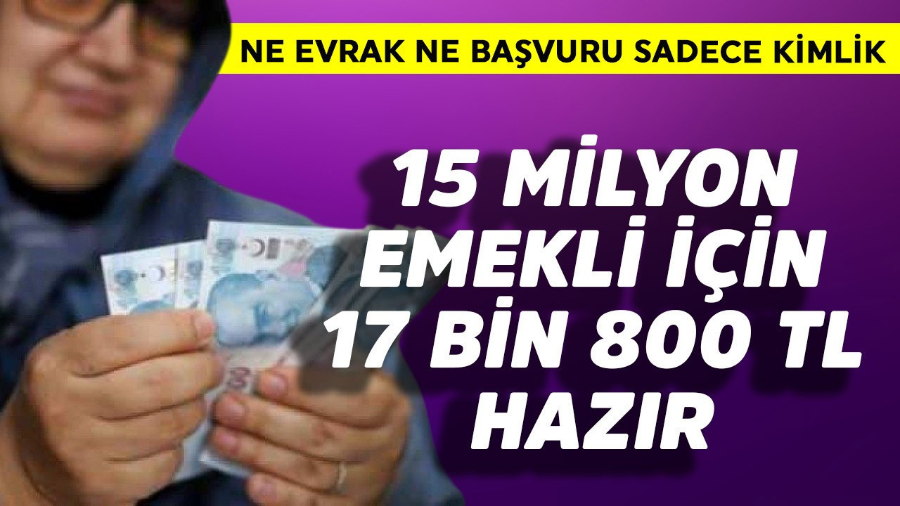 15 milyon emekli için 17800 TL hazır! Ne evrak ne başvuru sadece kimlik