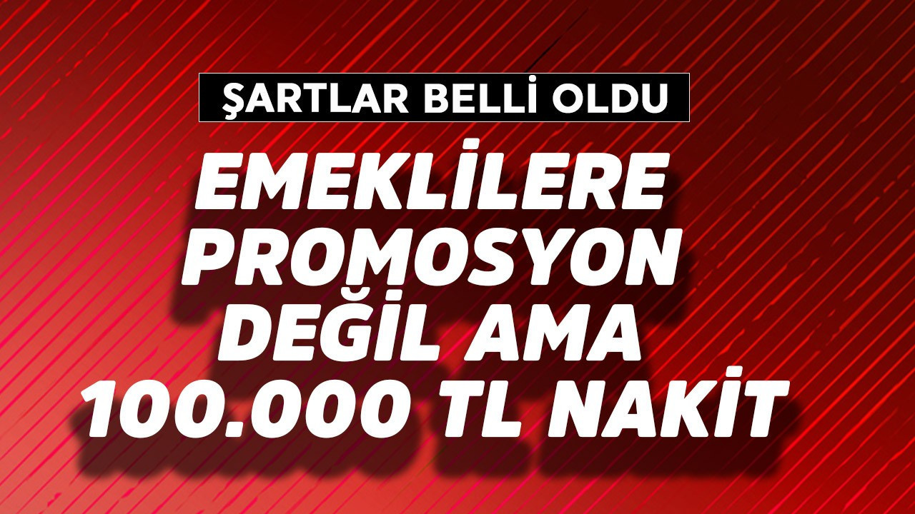 Emeklilere promosyon değil ama 100 bin TL nakit  para