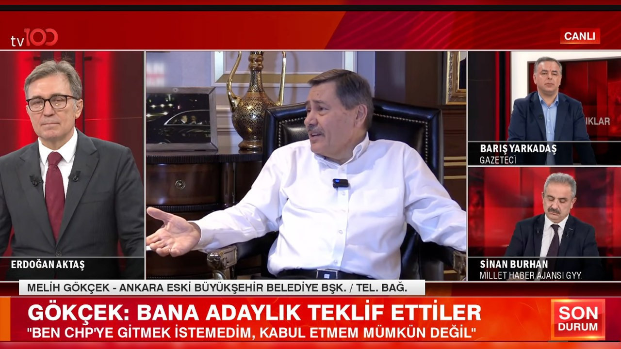 Melih Gökçek "Baykal'dan adaylık teklifi geldi" iddiasına ilişkin tv100'e konuştu: "Hayatım CHP ile mücadeleyle geçti dedim, kabul etmedim!"