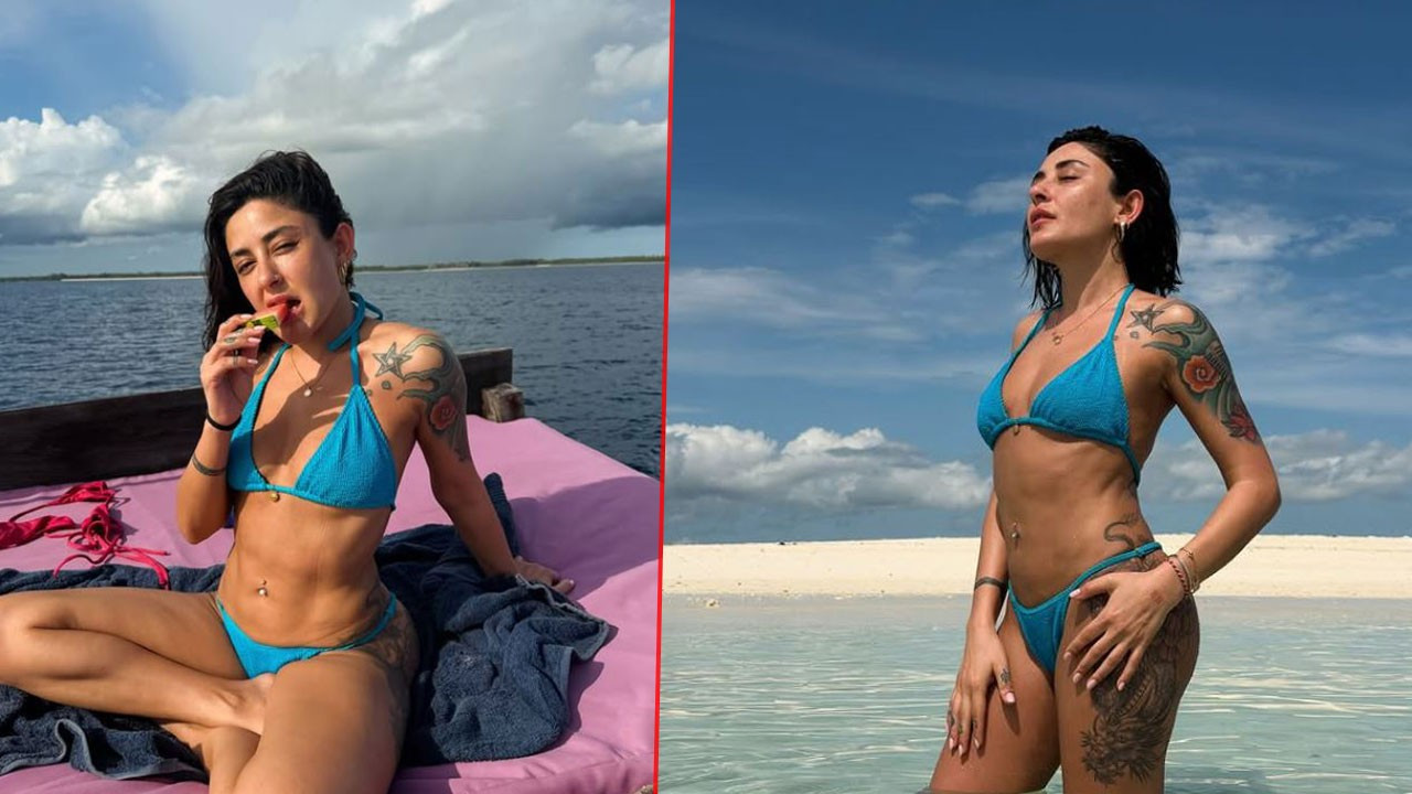 Melek Mosso'dan ortalığı kasıp kavuran tatil paylaşımı! Bikinili pozlarıyla sosyal medyaya damgasını vurdu