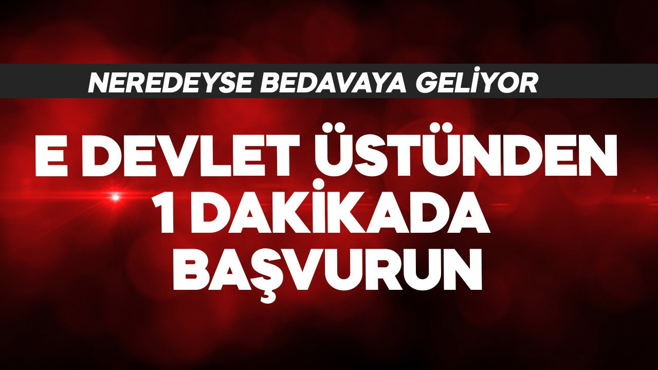 E- Devlet üzerinden 1 dakikada başvurun! Neredeyse bedavaya geliyor