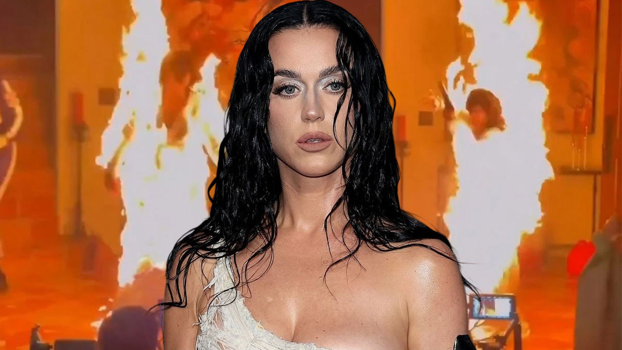 Katy Perry klip çekiminde alevlerin arasında kaldı! O görüntüleri yürekleri ağza getirdi