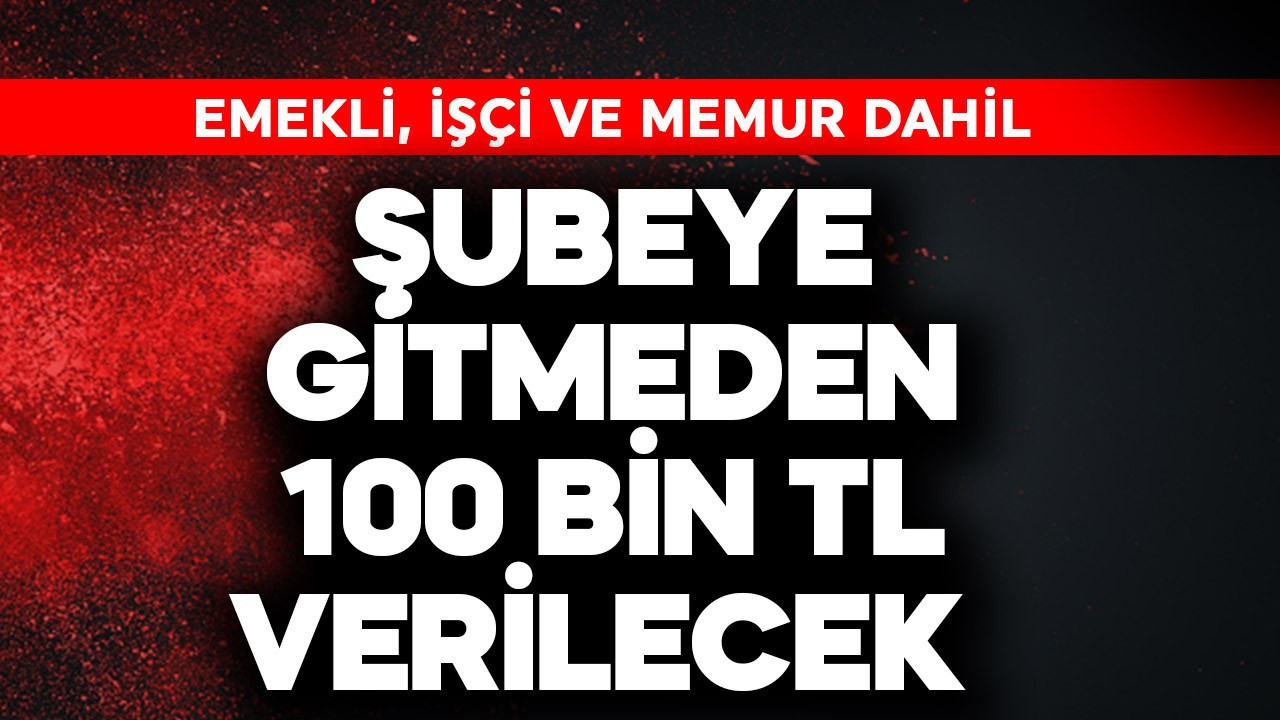 Emekli, işçi ve memur dahil! Şubeye gitmeden 100 bin TL verilecek