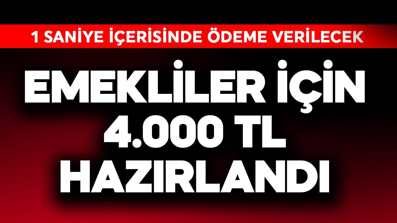 Emekliler için 4.000 TL hazırlandı! 1 saniye içinde verilecek