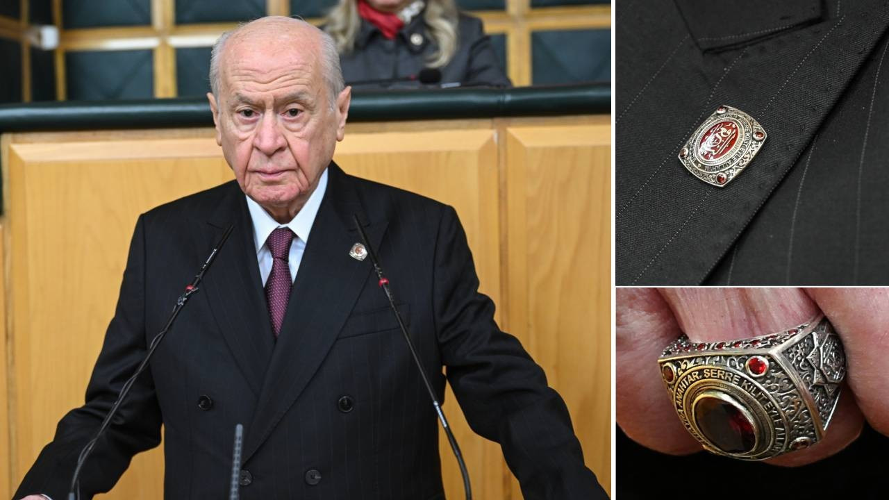Bahçeli'nin yüzüğü ve rozetinde dikkat çeken mesaj…