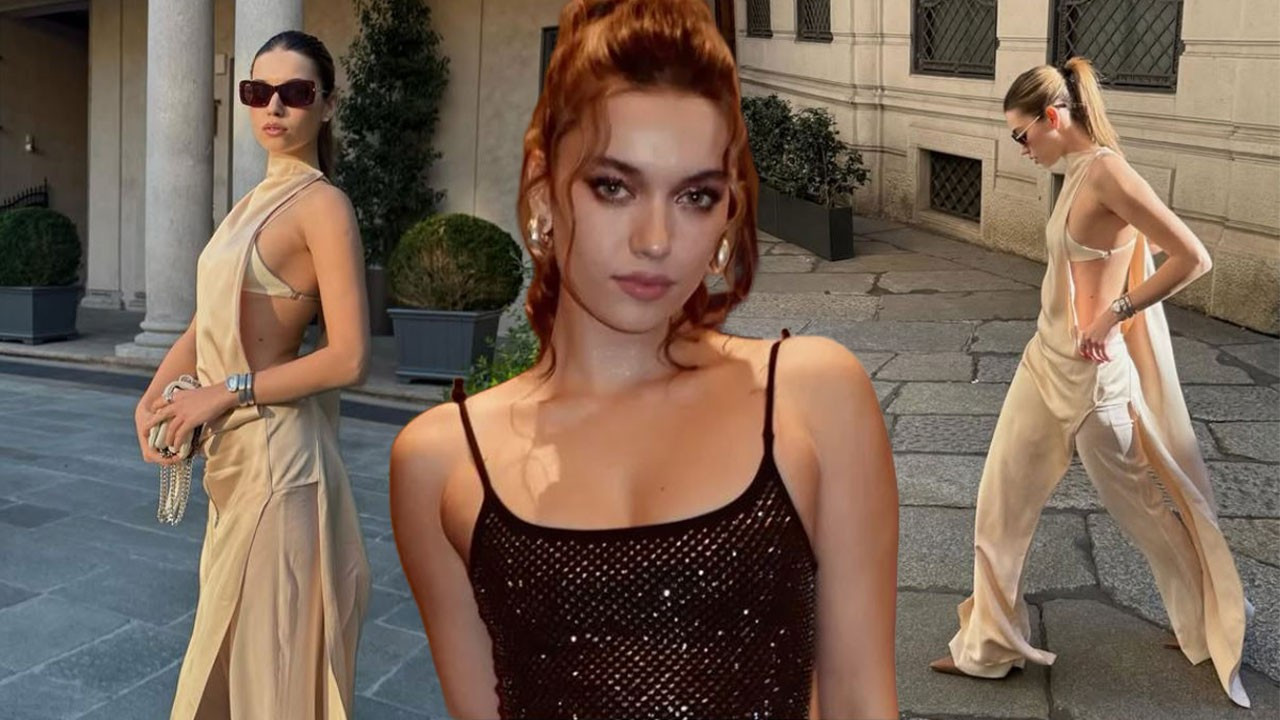 Afra Saraçoğlu'nun Milano pozları ortalığı kasıp kavurdu! İddialı tarzına beğeni yağdı