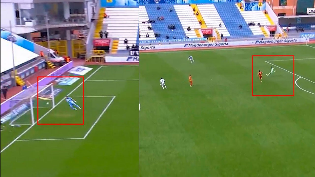Kasımpaşa- Kayserispor maçında efsane gol! Kaleci Gianniotis kendi kalesinden rakip kaleye gol attı