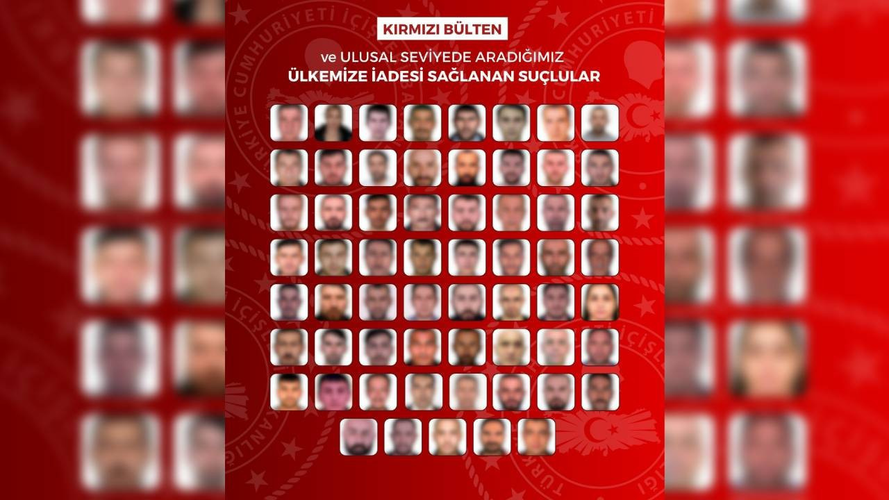 Kırmızı bülten ve ulusal seviyede aranan 61 suçlu Türkiye'ye getirildi! Bakanlık duyurdu