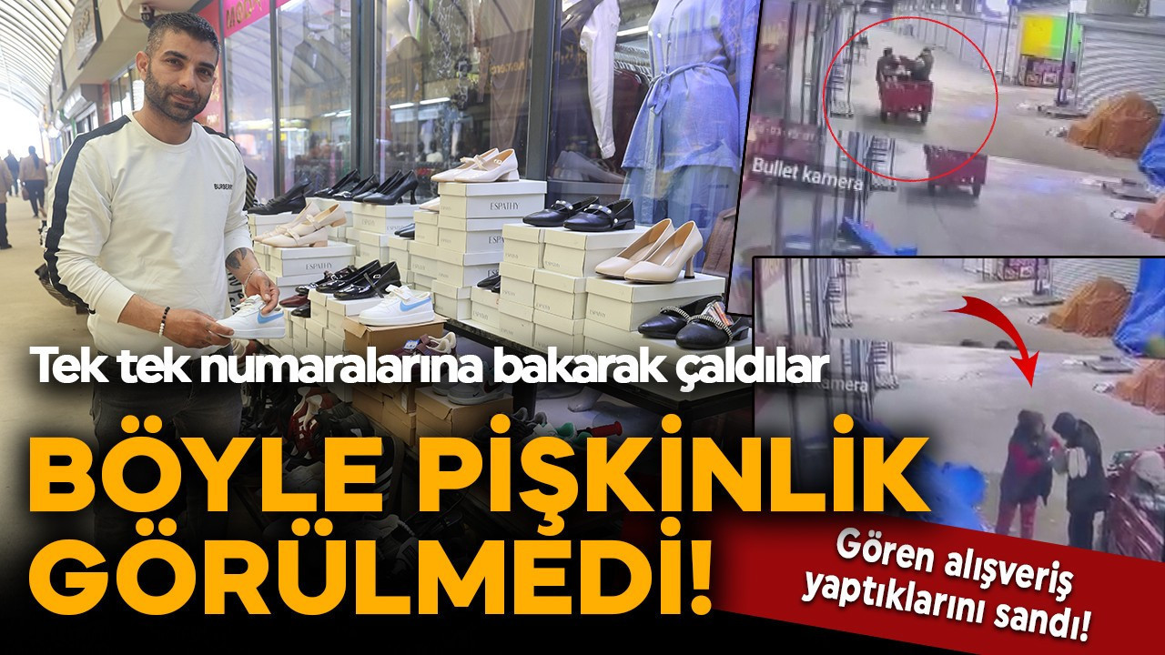 Gören alışveriş yaptıklarını sandı! Tek tek numaralarına bakarak 50 bin TL'lik ayakkabıları çaldılar