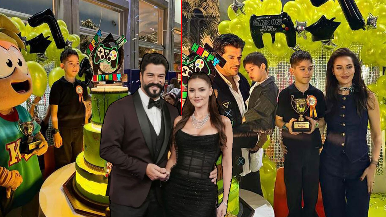 Fahriye Evcen ile Burak Özçivit'in oğlu Karan 7 yaşına girdi! Minecraft konseptli doğum günü partisi dikkat çekti