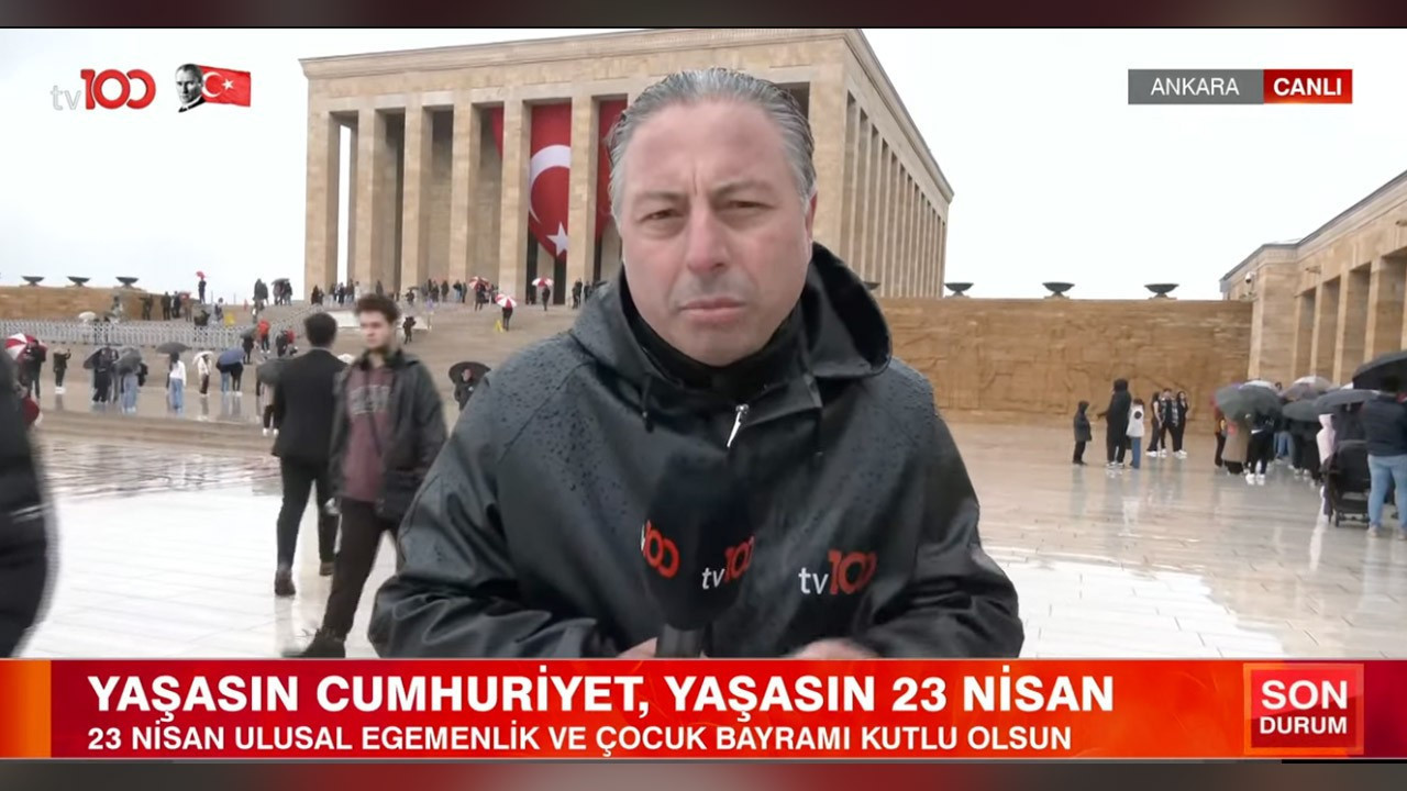 Soğuk hava 23 Nisan coşkusuna engel olmadı! tv100 Anıtkabir'den aktardı