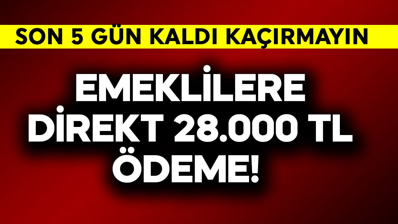 Emeklilere direkt 28.000 TL ödeme! Son 5 gün kaçırmayın