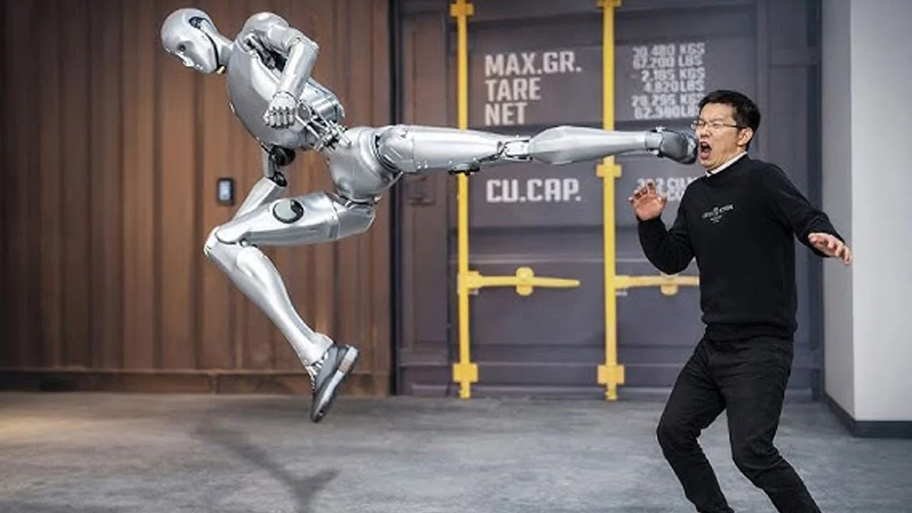 Pekin’de robot skandalı! Arıza moduna geçti, uçan tekme attı