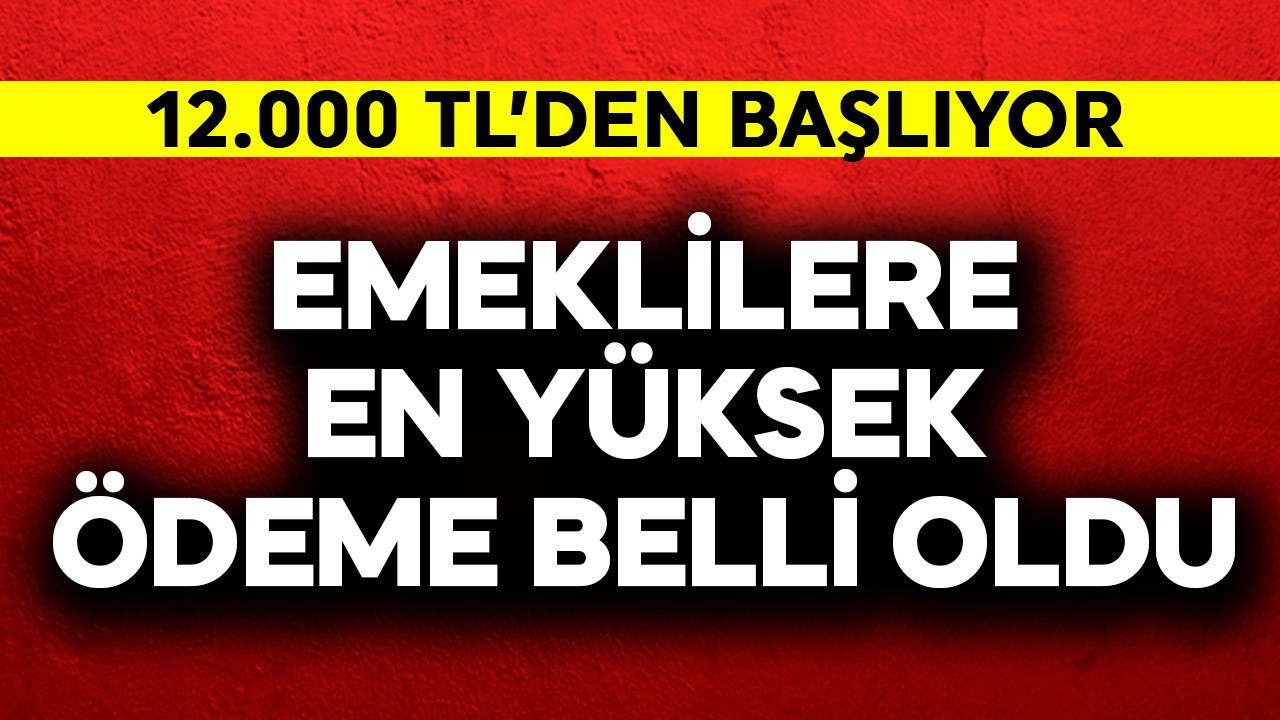 Emeklilere en yüksek ödeme belli oldu! 12.000 TL'den başlıyor