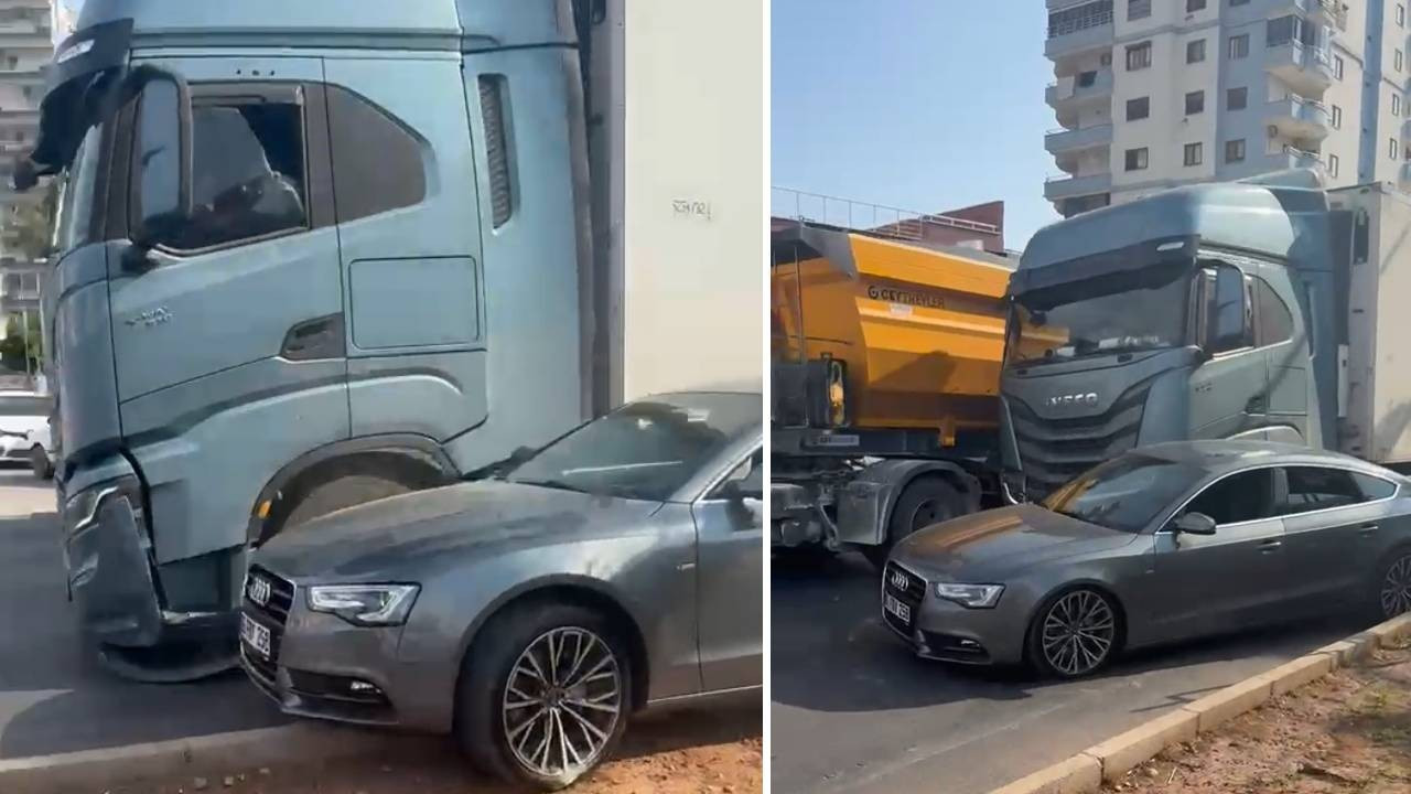 Akıllara durgunluk veren trafik kavgası! TIR'la otomobili biçip gitti: O anlar saniye saniye görüntülendi